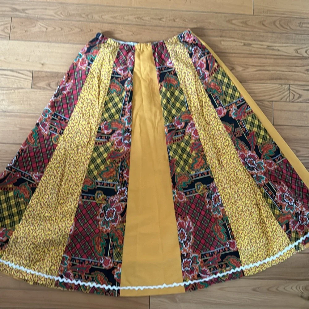 Vintage Carefree Fashions quilted patchwork‎ maxi full prairie style skirt Large